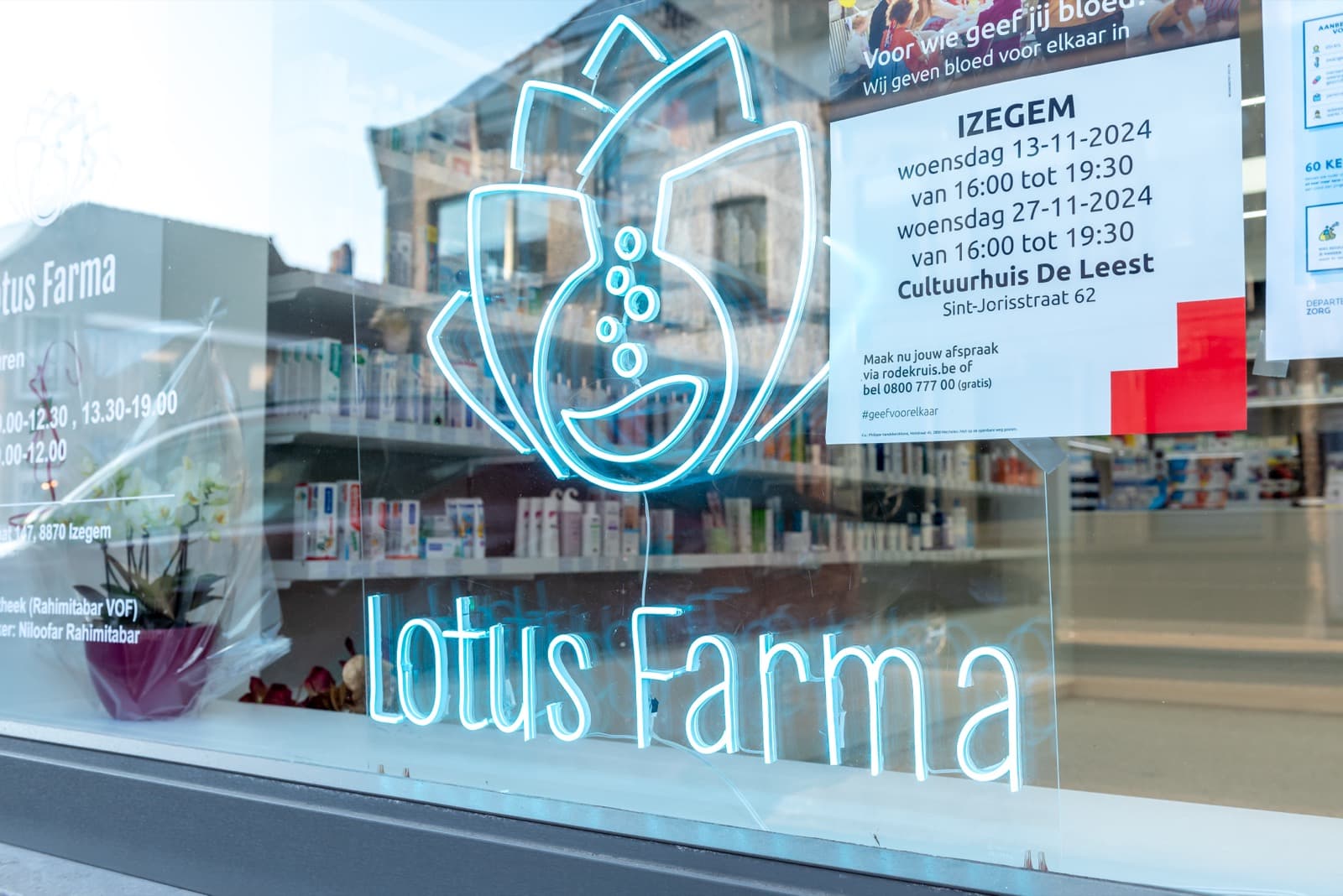 Lotus Farma storefront window in Izegem